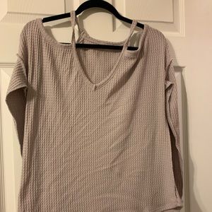 Long sleeve cold shoulder top